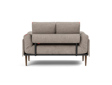 Rollo Styletto daybed med Classic madras i 472 Yuveno Warm Grey, set bagfra