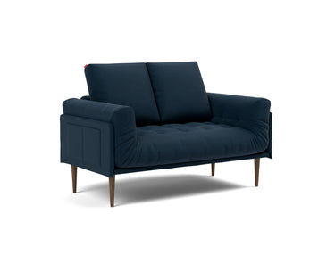Rollo Styletto daybed med Classic madras i 528 Mixed Dance Blue, set skråt forfra