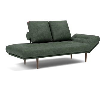 Rollo Styletto daybed med Spring madras i 281 Avella Pine Green, med hovedenden hævet
