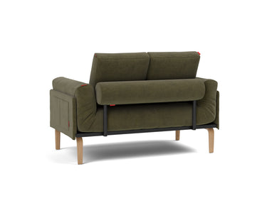 Rollo Bow daybed med Spring madras i 316 Cordufine Pine Green, set skråt bagfra
