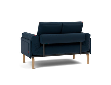 Rollo Bow daybed med Classic madras i 528 Mixed Dance Blue, set skråt bagfra