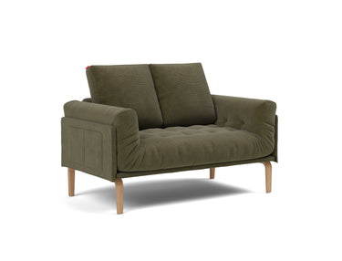 Rollo Bow daybed med Spring madras i 316 Cordufine Pine Green, set skråt forfra