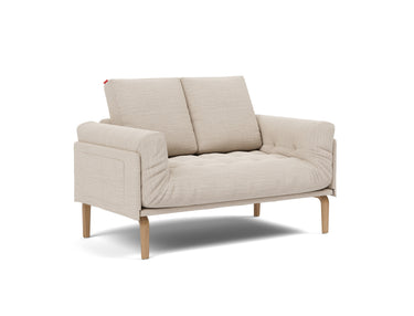 Rollo Bow daybed med Spring madras i 612 Blida Sand Grey, set skråt forfra