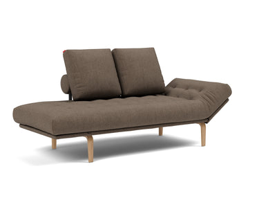 Rollo Bow daybed med Classic madras i 411 Esina Cedar Brown, med hovedenden hævet
