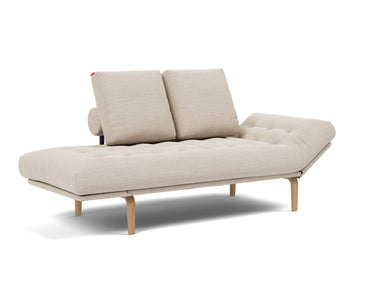 Rollo Bow daybed med Spring madras i 612 Blida Sand Grey, med hovedenden hævet