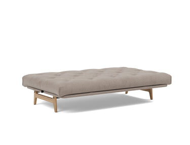 Aslak 120 sovesofa med Nordic Soft Spring madras i 318 Cordufine Beige, slået ud til seng
