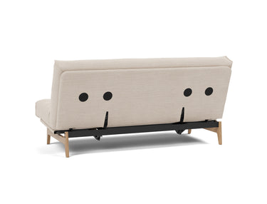 Aslak 140 sovesofa med Soft Spring madras i 612 Blida Sand Grey, set skråt bagfra