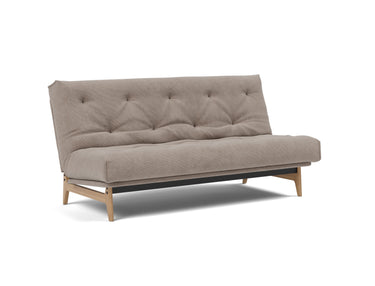 Aslak 140 sovesofa med Latex madras i 318 Cordufine Beige, set skråt forfra