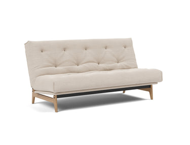 Aslak 140 sovesofa med Soft Spring madras i 612 Blida Sand Grey, set skråt forfra