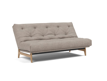 Aslak 140 sovesofa med Soft Spring madras i 472 Yuveno Warm Grey, med ryglænet lænet tilbage