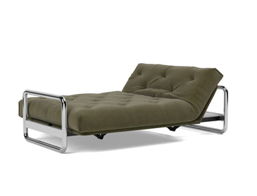 Lomira sovesofa med Spring madras i 316 Cordufine Pine Green, med hovedenden hævet