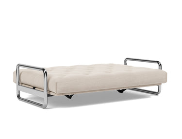 Lomira sovesofa med Latex madras i 612 Blida Sand Grey, slået ud til seng