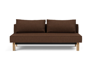 Sly Wood sovesofa i 359 Taura Cappuccino, set forfra