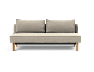 Sly Wood sovesofa i 539 Bouclé Beige, set forfra