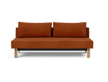 Sly Wood sovesofa i 595 Corduroy Burnt Orange, set forfra