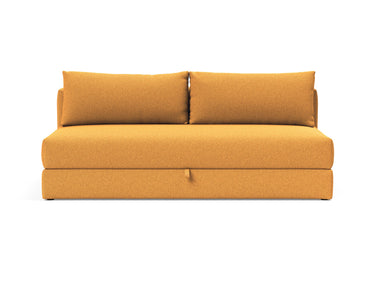 Osvald sovesofa i 536 Bouclé Ochre, set forfra