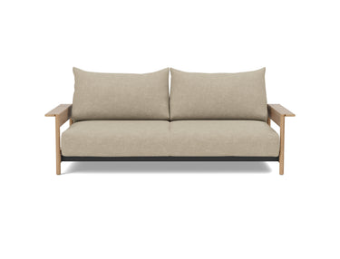 Malloy Wood sovesofa i 356 Taura Sand, set forfra