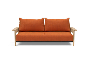 Malloy Wood sovesofa i 412 Esina Rust Orange, set forfra