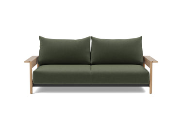 Malloy Wood sovesofa i 413 Esina Olive Green, set forfra