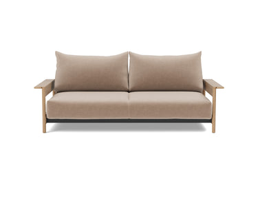 Malloy Wood sovesofa i 417 Esina Mocha, set forfra