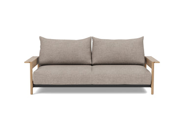 Malloy Wood sovesofa i 472 Yuveno Warm Grey, set forfra