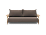 Malloy Wood sovesofa i 530 Bouclé Taupe, set forfra