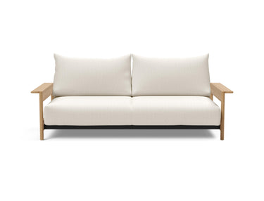 Malloy Wood sovesofa i 531 Bouclé Off White, set forfra