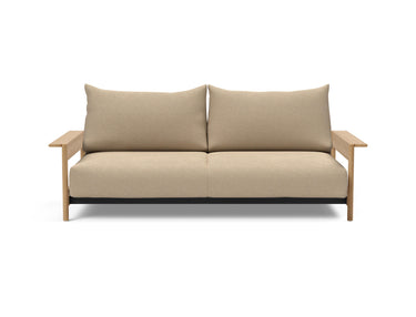 Malloy Wood sovesofa i 587 Phobos Mocha, set forfra