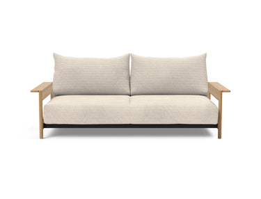 Malloy Wood sovesofa i 594 Corduroy Ivory, set forfra