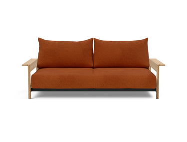 Malloy Wood sovesofa i 595 Corduroy Burnt Orange, set forfra