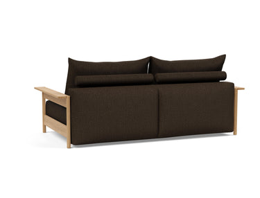 Malloy Wood sovesofa i 358 Taura Chocco, set skråt bagfra