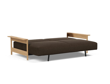 Malloy Wood sovesofa i 358 Taura Chocco, slået ud til seng
