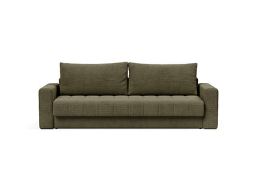 Akello sovesofa med armlæn i 316 Cordufine Pine Green, set forfra
