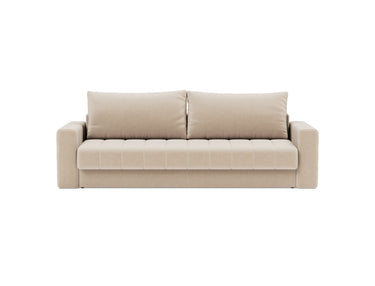 Akello sovesofa med armlæn i 410 Esina Almond, set forfra