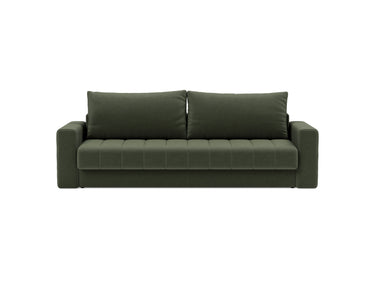 Akello sovesofa med armlæn i 413 Esina Olive Green, set forfra
