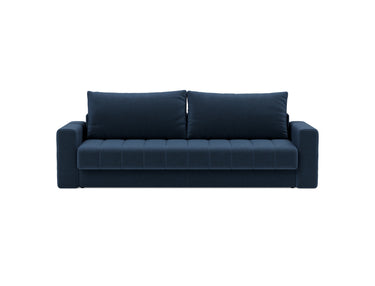 Akello sovesofa med armlæn i 414 Esina Indigo Blue, set forfra