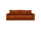 Akello sovesofa med armlæn i 595 Corduroy Burnt Orange, set forfra