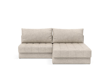 Akello sovesofa med chaiselong i 280 Avella Sand, set forfra
