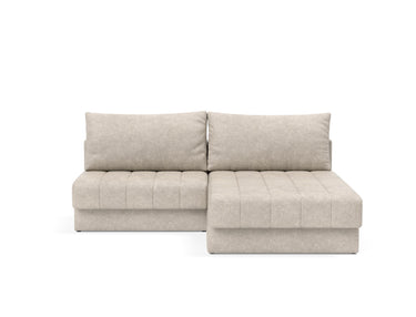 Akello sovesofa med chaiselong i 280 Avella Sand, set forfra