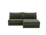Akello sovesofa med chaiselong i 413 Esina Olive Green, set forfra