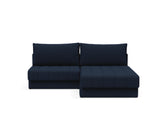 Akello sovesofa med chaiselong i 528 Mixed Dance Blue, set forfra