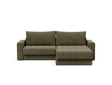 Akello sovesofa med chaiselong og armlæn i 316 Cordufine Pine Green, set forfra