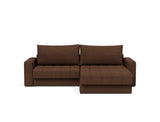 Akello sovesofa med chaiselong og armlæn i 359 Taura Cappuccino, set forfra