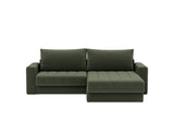 Akello sovesofa med chaiselong og armlæn i 413 Esina Olive Green, set forfra
