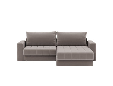Akello sovesofa med chaiselong og armlæn i 418 Esina Truffle, set forfra