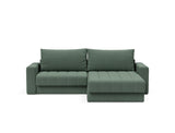 Akello sovesofa med chaiselong og armlæn i 518 Elegance Green, set forfra