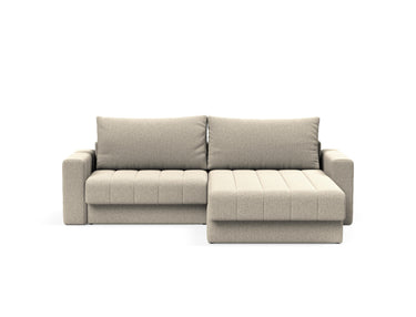 Akello sovesofa med chaiselong og armlæn i 539 Bouclé Beige, set forfra