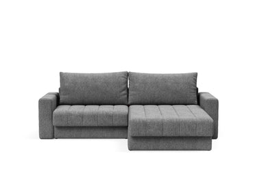 Akello sovesofa med chaiselong og armlæn i 563 Twist Charcoal, set forfra