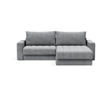 Akello sovesofa med chaiselong og armlæn i 565 Twist Granite, set forfra
