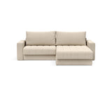 Akello sovesofa med chaiselong og armlæn i 586 Phobos Latte, set forfra
